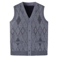 thumbnail image 1 of Bosfbaoi Men's V-Neck Sweater Vest with Fleece Lining - Warm Lined Knitted Cardigan Vest, Casual Layering Sleeveless Sweater, Mens Knitwear Vest, 1 of 4