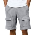 thumbnail image 1 of Bosfbaoi Mens Cargo Shorts Elastic Waist Drawstring Waffle Knit Textured Fabric Multi Pocket Casual Shorts for Streetwear Daily, 1 of 6