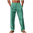 thumbnail image 1 of Bosfbaoi Mens Casual Pants Elastic Waist Lightweight Straight Legs Linen Pants Loose Fit Summer Beach Trousers, 1 of 4