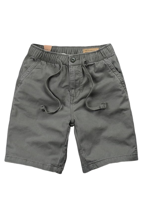 Mens' Denim Shorts,Ribbed Elastic Waist with String Summer Jeans Half Cargo Jeans