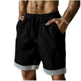thumbnail image 1 of Bosfbaoi Mens Shorts Cotton Blend Relaxed Fit Casual Chinos Adjustable Waist Drawstring Shorts with Striped Cuffs, 1 of 8
