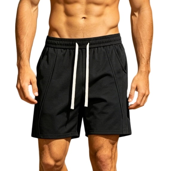 Bosfbaoi Mens Shorts Cotton Blend Sweat Shorts Elastic Waist Drawstring Shorts with Stitch Detail