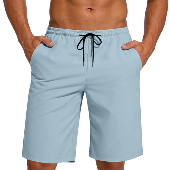 Bosfbaoi Mens Shorts Lightweight Quick-Dry Athletic Shorts Elastic Waist Drawstring Vacation Beach Shorts with Back Pocket