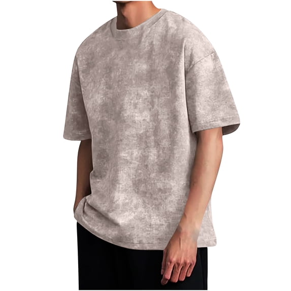 Bosfbaoi Oversized T-Shirts for Men Vintage Cotton Tee Crew Neck Short Sleeve Tops Men's Loose Fit Casual Fashion Shirt
