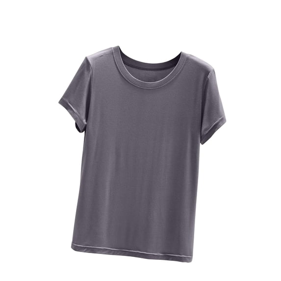 Bosfbaoi Pajama Tops For Women Modal Short Sleeve T-Shirt Classic Crew Neck Soft Breathable Basic Sleepwear Tee