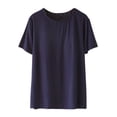 thumbnail image 1 of Bosfbaoi Pajama Tops For Women Short Sleeve T-Shirt with Built-in Padded Bra - Wire-Free Crew Neck Breathable Pajama Top, 1 of 6