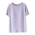 thumbnail image 1 of Bosfbaoi Pajama Tops For Women Short Sleeve T-Shirt with Built-in Padded Bra - Wire-Free Crew Neck Breathable Pajama Top, 1 of 6