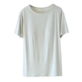 thumbnail image 1 of Bosfbaoi Pajama Tops For Women Short Sleeve T-Shirt with Built-in Padded Bra - Wire-Free Crew Neck Breathable Pajama Top, 1 of 6