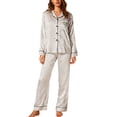 thumbnail image 1 of Bosfbaoi Pajamas For Women Set Satin Long Sleeve Pajama Set With Pocket Button Down Lapel Polka Dot Pajama Set Soft Loungewear Two-piece Pajama Set, 1 of 8