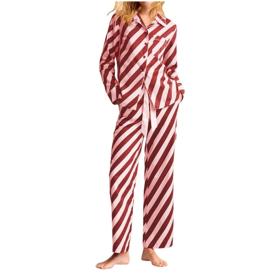 Bosfbaoi Pajamas Women's Long Sleeve Sleepwear Soft Button Down Loungewear Pjs Lounge Set Nightwear S-L