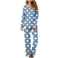 thumbnail image 1 of Bosfbaoi Pajamas for Women Set 2 Piece Lounge Sets Long Sleeve Button Down Loungewear Cute Polka Dots Sleepwear Soft Pj,Chest Pocket, 1 of 7