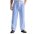 thumbnail image 1 of Bosfbaoi Pants for Men Casual Elastic Waist Drawstring Loose Fit Beach Summer Pants with Pockets Lightweight Comfy Lounge Trousers, 1 of 8