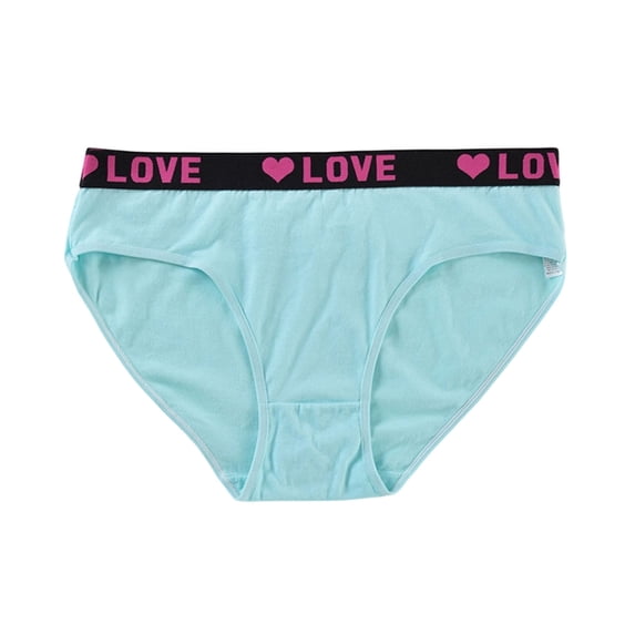 Bosfbaoi Plus Size Briefs For Women Mid-Rise Underwear "LOVE" Heart Print Cotton Lined Panties Valentine's Day Gift
