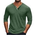thumbnail image 1 of Bosfbaoi Plus Size Men's Athletic Fit Long Sleeve Henley Shirt - Stretchable Breathable Sports Top with Placket Buttons, 1 of 6