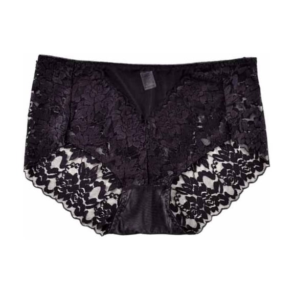 Bosfbaoi Plus Size Panties for Women Mid Rise Floral Lace Spliced Briefs Solid Mesh Front Soft Breathable Underwear