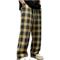 thumbnail image 1 of Bosfbaoi Plus Size Pants For Men Plaid Drawstring Pants Baggy Wide Leg Mens Pants Casual Street Style Trousers, 1 of 5
