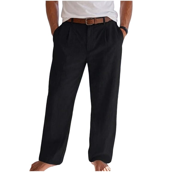 Bosfbaoi Plus Size Pants For Men Solid Color Wide-leg Pants Mens Dress Pants Business Casual Trousers Office Wear