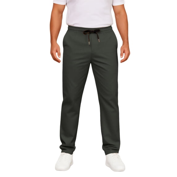 Bosfbaoi Plus Size Pants For Men Straight Leg Mens Casual Pants Drawstring Elastic Waist Trousers Everyday Wear