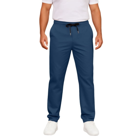 Bosfbaoi Plus Size Pants For Men Straight Leg Mens Casual Pants Drawstring Elastic Waist Trousers Everyday Wear