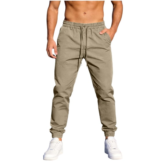 Bosfbaoi Plus Size Pants For Men Tapered Jogger Pants Mens Casual Pants Drawstring Elastic Waist Trousers