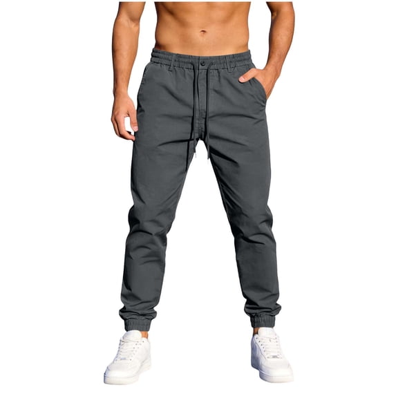 Bosfbaoi Plus Size Pants For Men Tapered Jogger Pants Mens Casual Pants Drawstring Elastic Waist Trousers