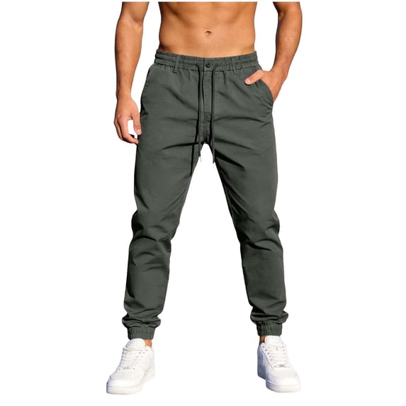 Bosfbaoi Plus Size Pants For Men Tapered Jogger Pants Mens Casual Pants Drawstring Elastic Waist Trousers