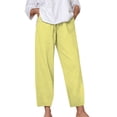 thumbnail image 1 of Bosfbaoi Plus Size Pants For Women Linen Straight-leg Pants Drawstring Elastic Waist Casual Cropped Trousers for Daily Wear, 1 of 7