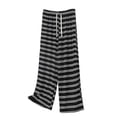 thumbnail image 1 of Bosfbaoi Plus Size Pants For Women Striped Wide Leg Pants Drawstring Elastic Waist Loose Flowy Casual Trousers, 1 of 5