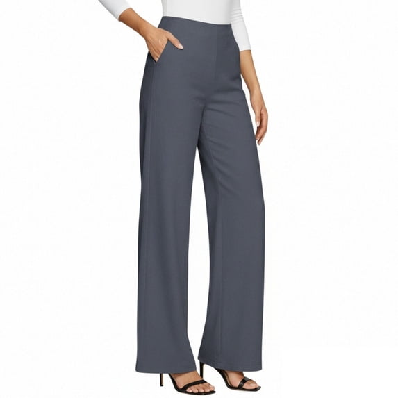 Bosfbaoi Plus Size Pants for Women Classic Fit Womens Pants High Waist Straight-Leg Dress Pants Hidden Elastic Waist with Pockets Work Clothes for Office