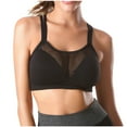 thumbnail image 1 of Bosfbaoi Plus Size Sports Bra for Women Mesh Panel Double Criss Cross Straps Wirefree Removable Pads Yoga Light Support Athletic Bra, 1 of 5