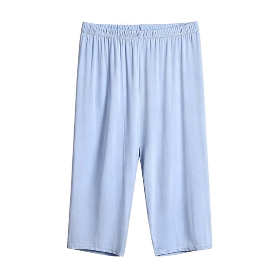 Bosfbaoi Plus Size Women's Elastic Waist Capri Sleep Pants Soft Loose Cropped Loungewear Bottoms
