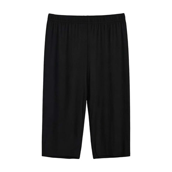 Bosfbaoi Plus Size Women's Elastic Waist Capri Sleep Pants Soft Loose Cropped Loungewear Bottoms