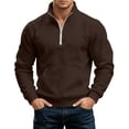 thumbnail image 1 of Bosfbaoi Quarter Zip Sweatshirts for Men Stand Collar Half Zip Pullover with Kangaroo Pocket Long Sleeve Solid Casual Fleece Tops, 1 of 8