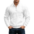 thumbnail image 1 of Bosfbaoi Quarter Zip Sweatshirts for Men Stand Collar Half Zip Pullover with Kangaroo Pocket Long Sleeve Solid Casual Fleece Tops, 1 of 8