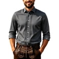 thumbnail image 1 of Bosfbaoi Shirts for Men Long Sleeve Pleated Front Button Down Oktoberfest Dress Shirts, 1 of 5
