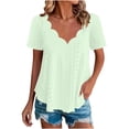 thumbnail image 1 of Bosfbaoi Short Sleeve Shirts For Women Eyelet Scalloped V-neck Blouse Plus Size Loose Summer Casual Top, 1 of 7