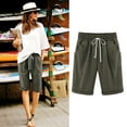 thumbnail image 1 of Bosfbaoi Shorts for Women Knee Length Plus Size Elastic Waist Drawstring Longer Short Summer Comfy Beach Outfits 2026, 1 of 3