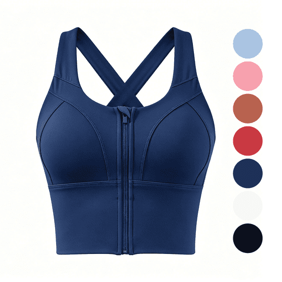Bosfbaoi Sports Bra for Women Front Zipper Criss Cross Back High Support Longline Workout Tank Top