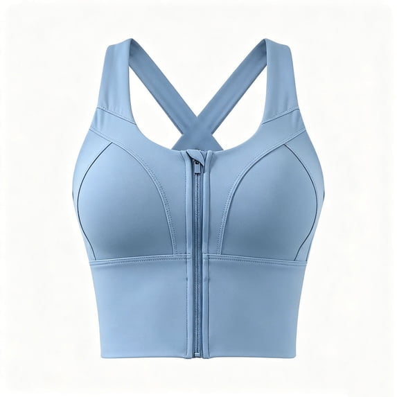 Bosfbaoi Sports Bra for Women Front Zipper Cross Back Longline High Support Workout Gym Athletic Bra