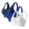 thumbnail image 1 of Bosfbaoi Sports Bras for Women 3PC Solid Color Plus Size Sports Bras Thin Mesh Breathable Underwear Seamless Wirefree Underwear with Removable Pads, 1 of 3