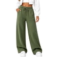 thumbnail image 1 of Bosfbaoi Sweatpants for Women Drawstring Elastic Waist Wide Leg Pants Patch Pocket Casual Loose Track Pants, 1 of 8