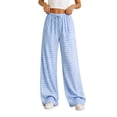 thumbnail image 1 of Bosfbaoi Sweatpants for Women Striped Wide Leg Drawstring Elastic Waist Loose Casual Trousers with Pockets, 1 of 7