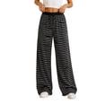 thumbnail image 1 of Bosfbaoi Sweatpants for Women Striped Wide Leg Drawstring Elastic Waist Loose Casual Trousers with Pockets, 1 of 9