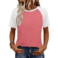 thumbnail image 1 of Bosfbaoi T Shirts For Women Color Block Short-sleeved Tops Raglan Shirts Summer Tops, 1 of 7