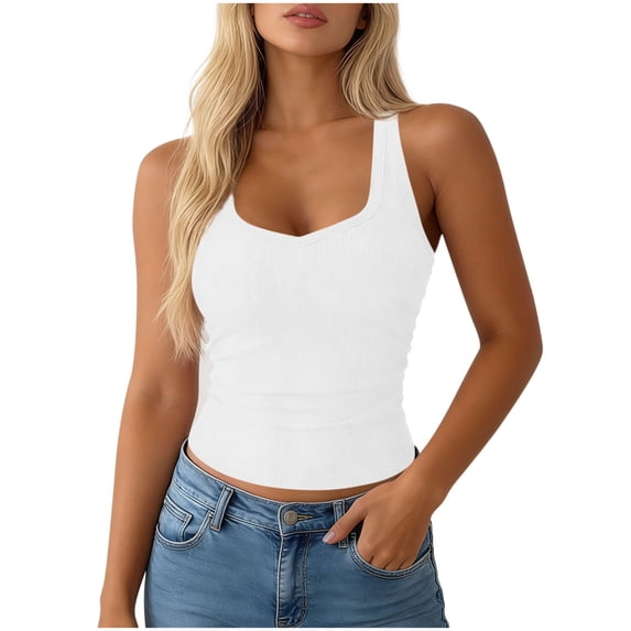Bosfbaoi Tank Tops for Women V Neck Ribbed Knit Camisoles, Slim Fit Basic Sleeveless Tops, Comfy Blouses for Daily Wear and Layering