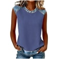 thumbnail image 1 of Bosfbaoi Tank Tops for Women Waffle Knit Denim Trim Sleeveless Tops Crew Neck Casual Relaxed Fit Shirts for Summer Weekend and Street Style, 1 of 7