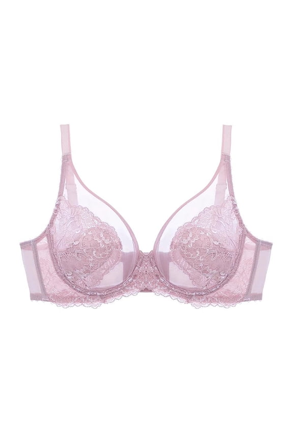 Unlined Minimizer Bras for Women Full Coverage Underwire Plus Size Lace Mesh Bras for Large Breasts