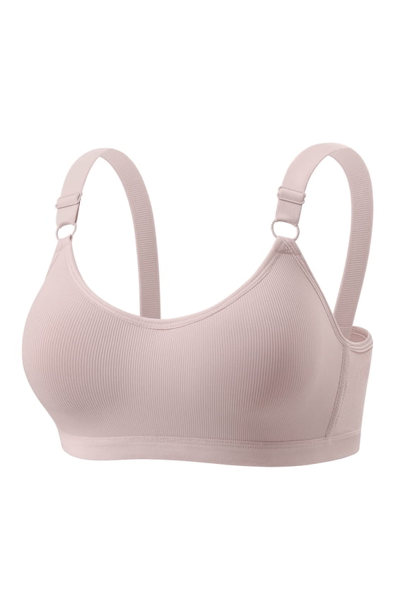 Wire-Free Push-Up Bra for Women Comfortable Solid-Color Plus Size Bra Lightweight Design Side-Boob Control Anti-Exposure Bra