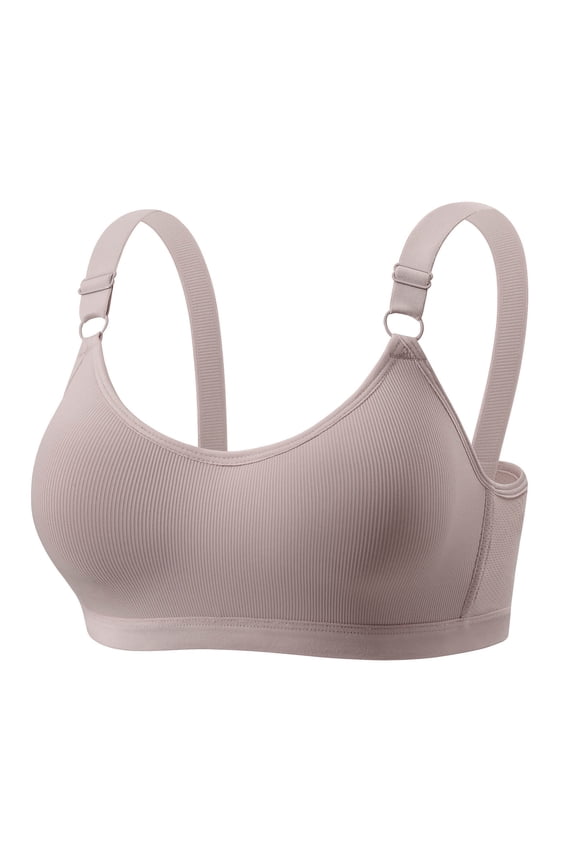 Wire-Free Push-Up Bra for Women Comfortable Solid-Color Plus Size Bra Lightweight Design Side-Boob Control Anti-Exposure Bra