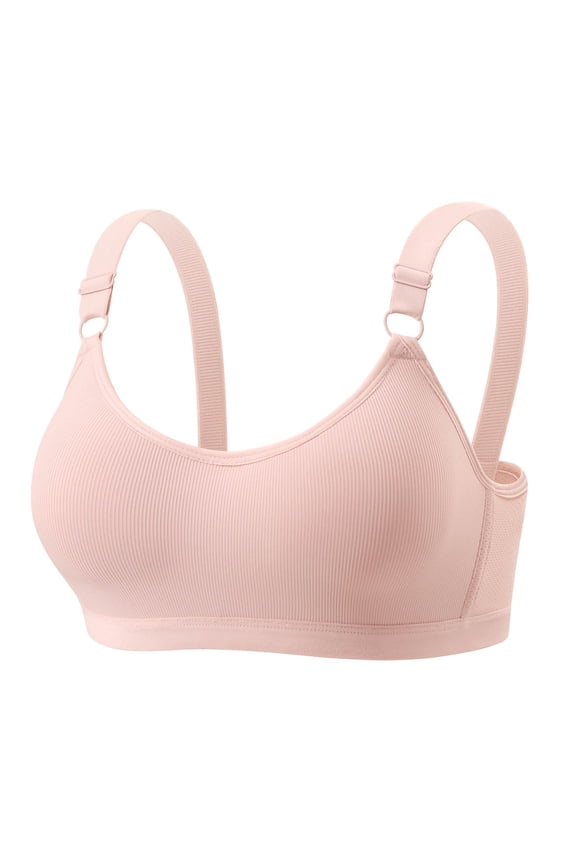 Wire-Free Push-Up Bra for Women Comfortable Solid-Color Plus Size Bra Lightweight Design Side-Boob Control Anti-Exposure Bra